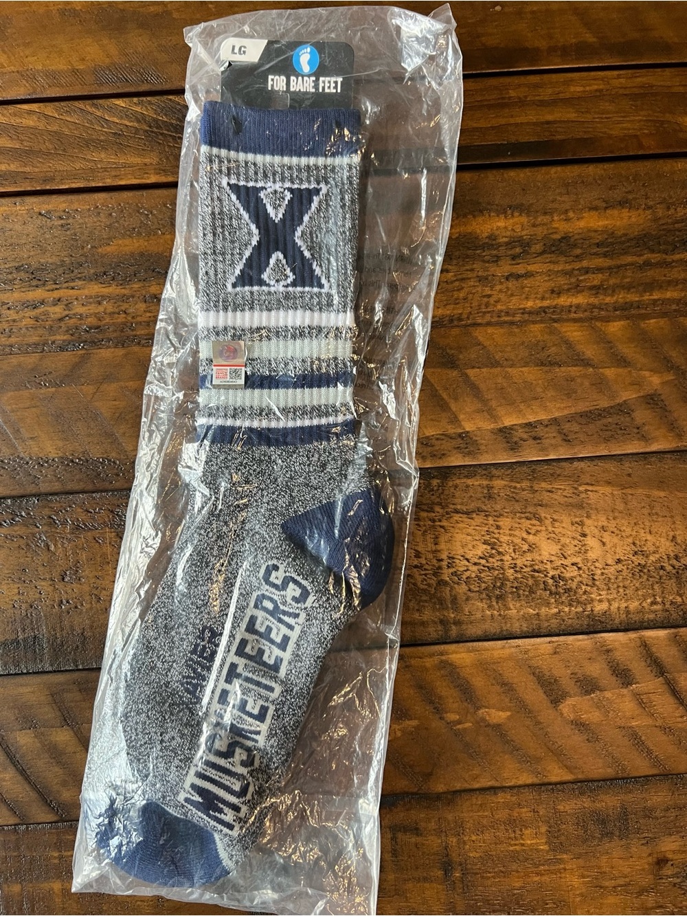 For Bare Feet Navy and Gray Xavier Crew Athletic Socks